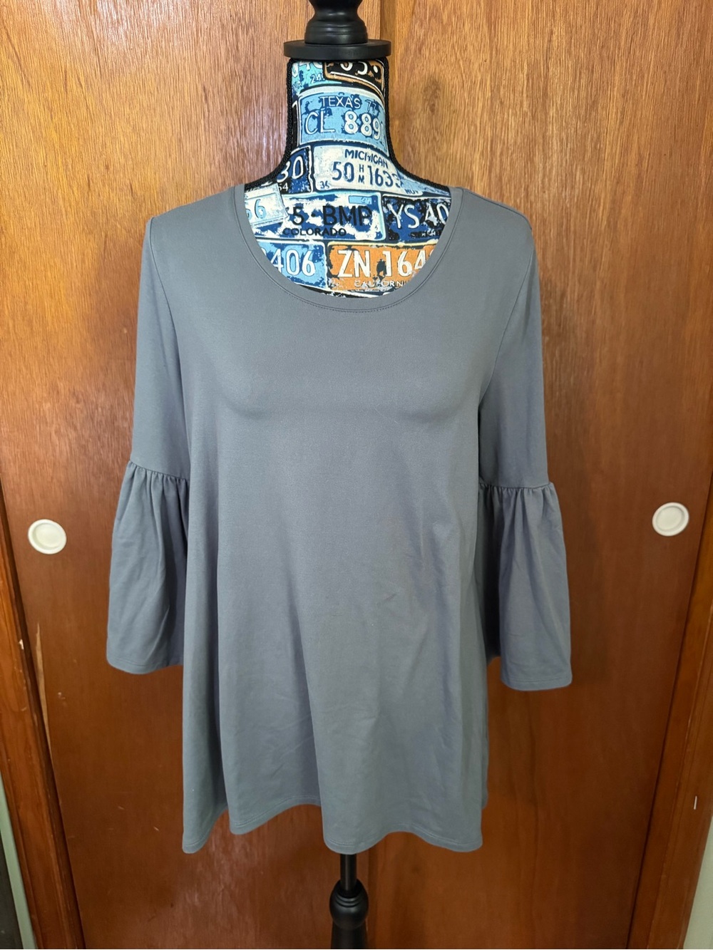 Cato Women's Gray Bell-Sleeve Blouse